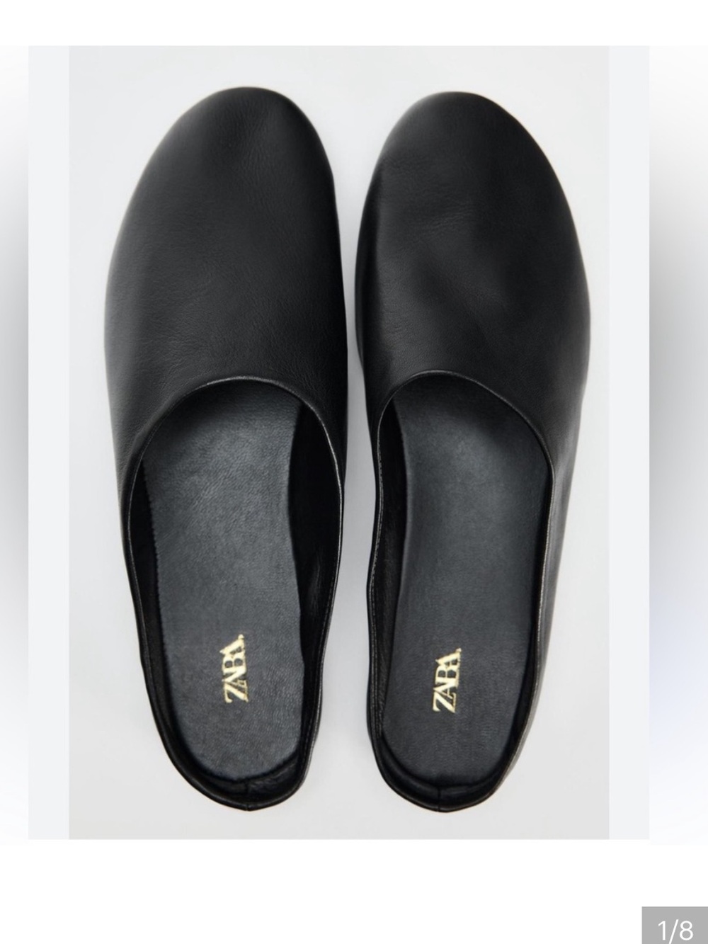 Zara Leather Black Slip On Mules Womens Size 8 Classic Minimalist Buttery Soft